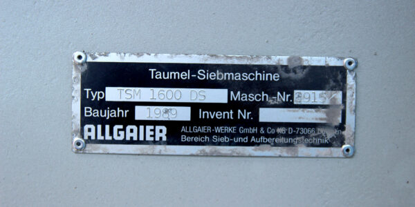 Allgaier Vibrating Tumbler screen - usedt